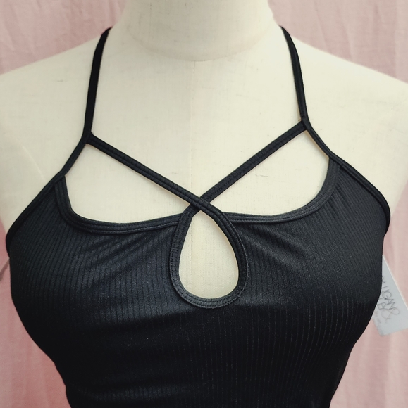 Gilligan & O'Malley Women's Crisscross Racerback Ribbed Tank Top - Picture 2 of 6